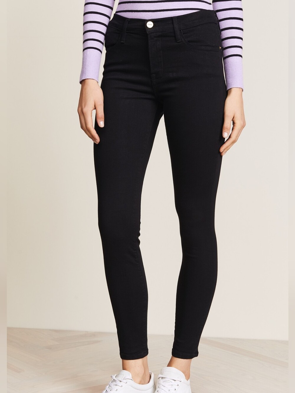 FRAME Le High Skinny Black Jeans Size 34 EUC